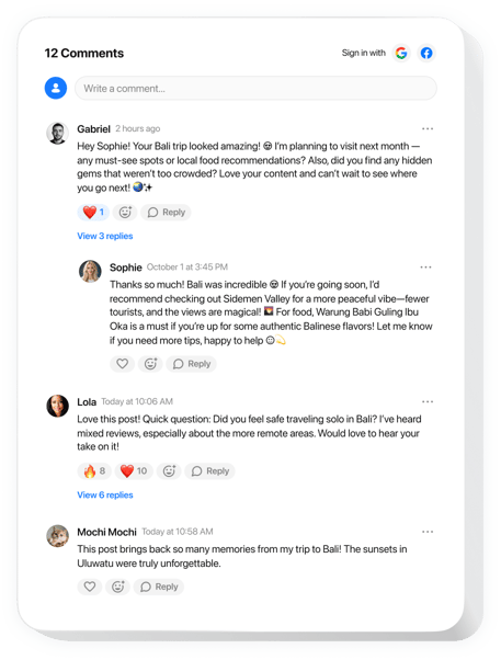 Comments widget for website