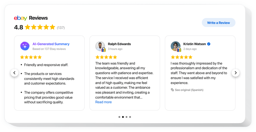  eBay Reviews widget for a website