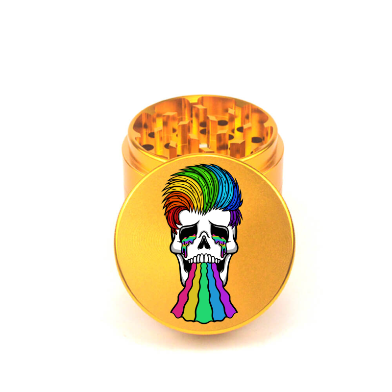 Rainbowed Skull 4pc Aluminum Grinder - Fidget Widgets