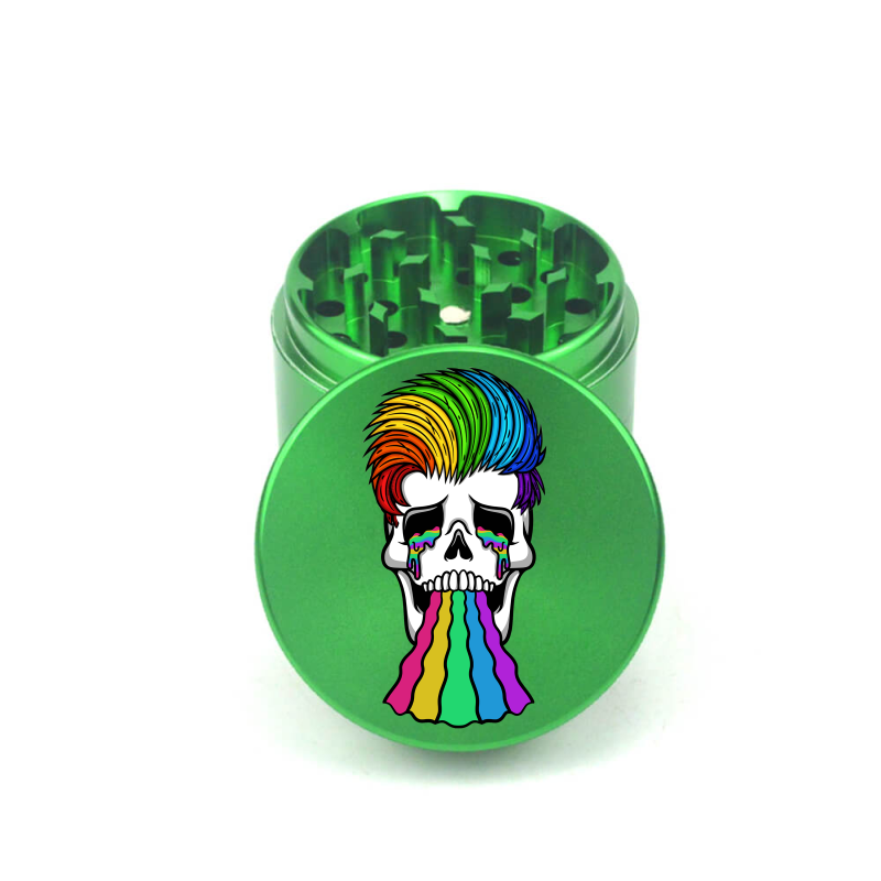 Rainbowed Skull 4pc Aluminum Grinder - Fidget Widgets