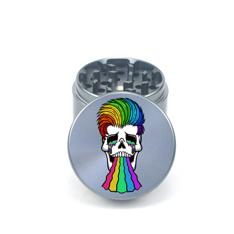 Rainbowed Skull 4pc Aluminum Grinder - Fidget Widgets