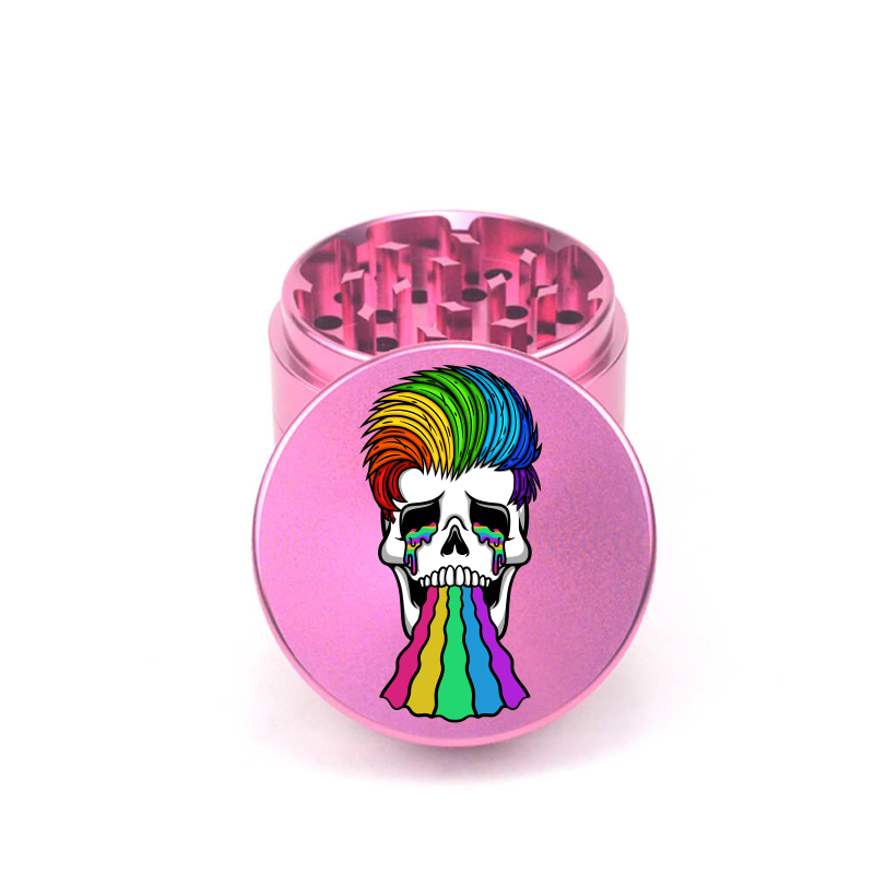Rainbowed Skull 4pc Aluminum Grinder - Fidget Widgets