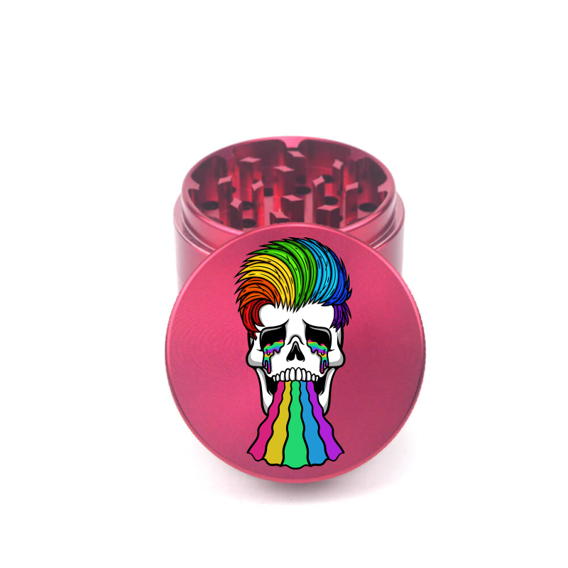 Rainbowed Skull 4pc Aluminum Grinder - Fidget Widgets
