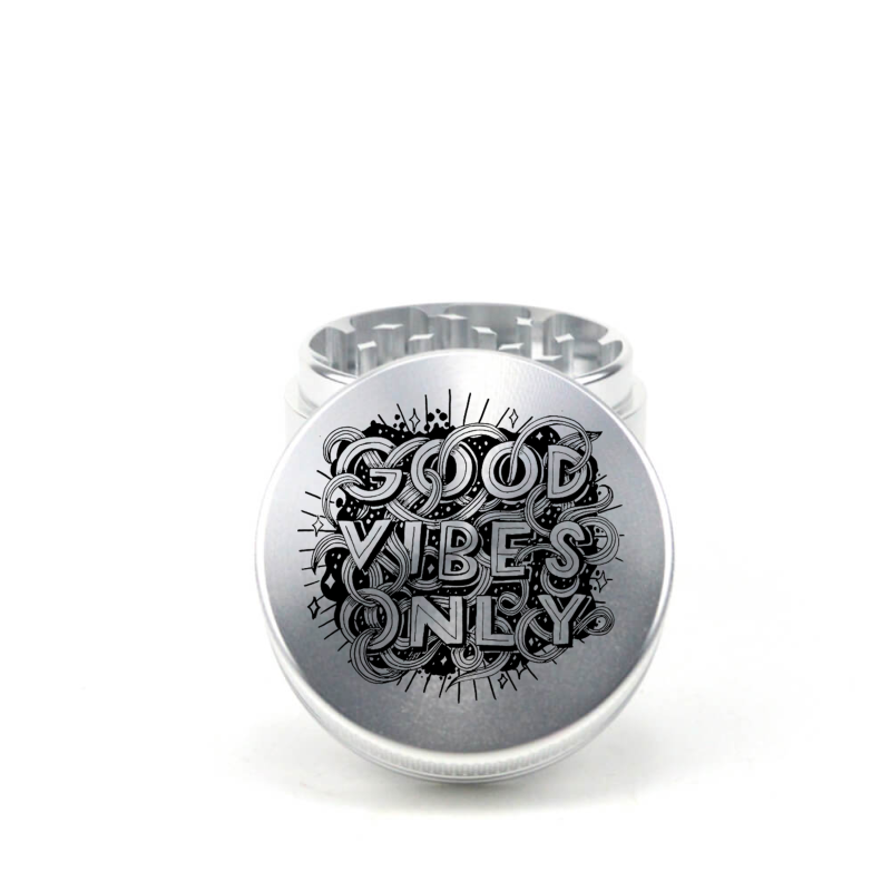 Good Vibes Only Crusher 4pc Aluminum Grinder - Fidget Widgets
