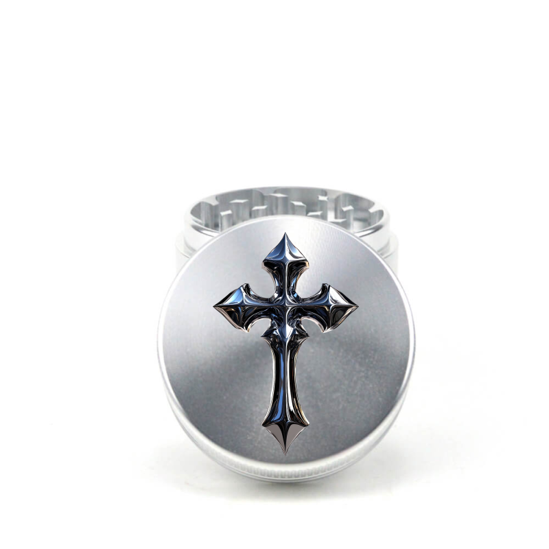 Chrome Cross 4pc Aluminum Grinder - Fidget Widgets