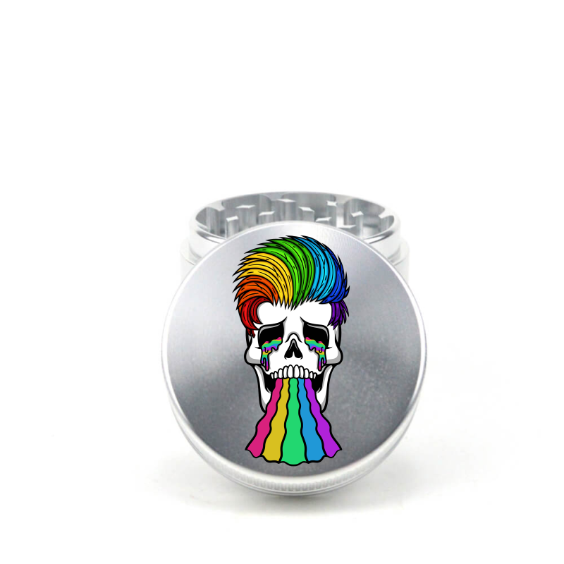 Rainbowed Skull 4pc Aluminum Grinder - Fidget Widgets